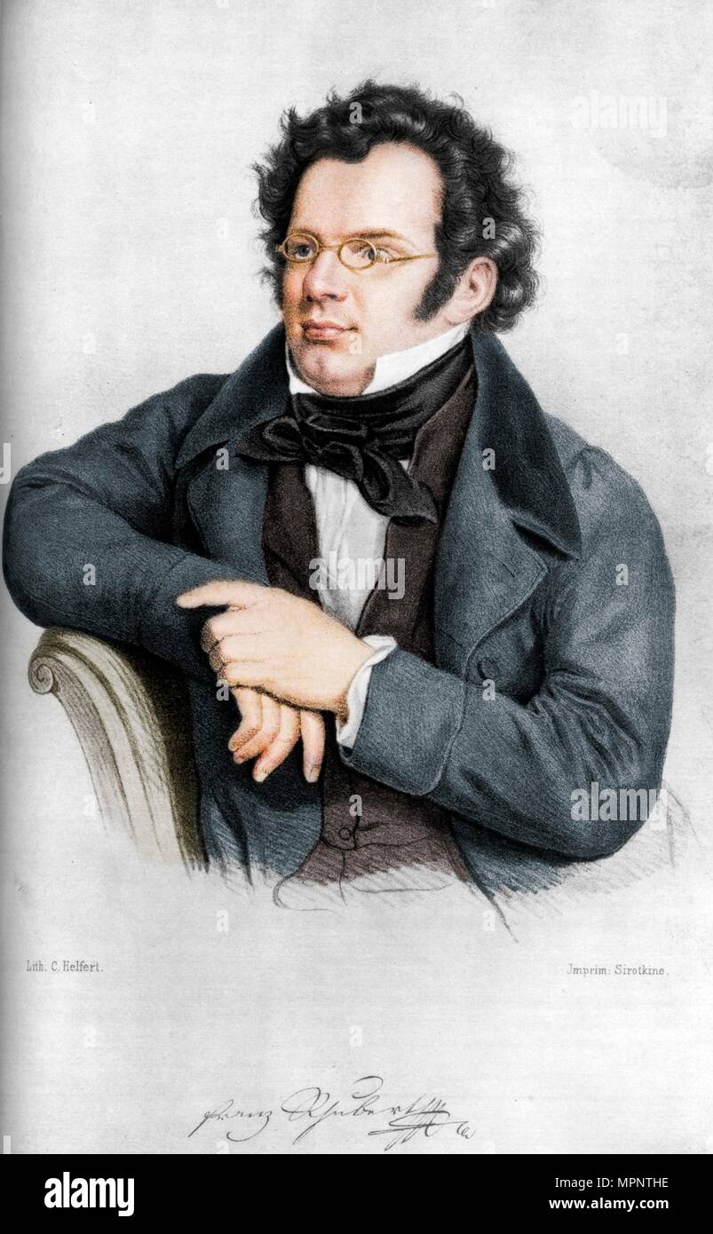 Franz Peter Schubert (1797-1828), compositore austriaco. Artista: C Helfert. Foto Stock