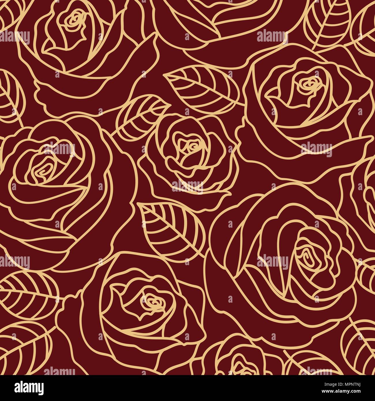 Vettore contorno beige rose sullo sfondo di borgogna. Design floreale per biglietto di auguri o di inviti alle nozze Illustrazione Vettoriale