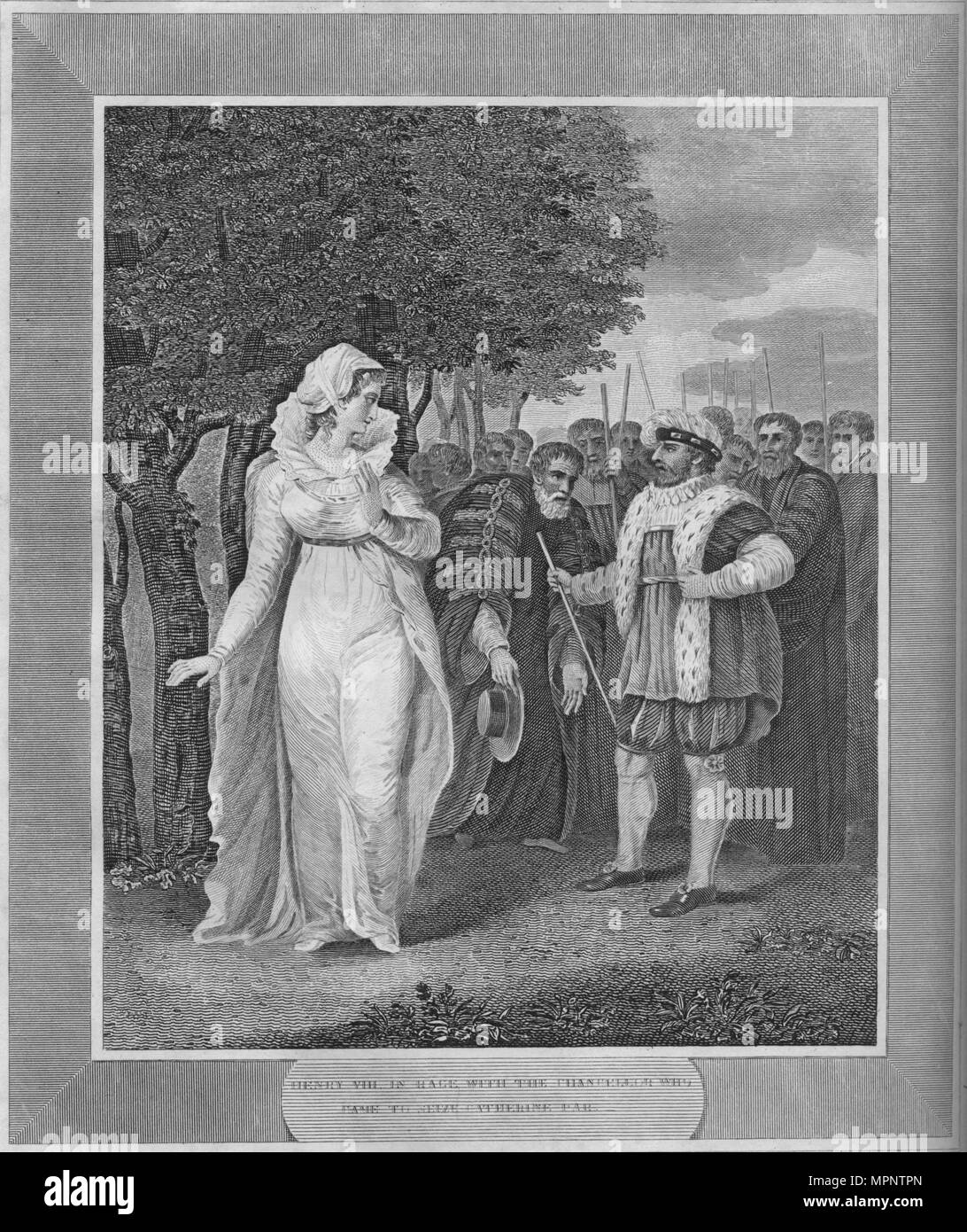 "Henry VIII in collera con il Cancelliere che è venuto a cogliere Catherine Parr', 1838. Artista: sconosciuto. Foto Stock