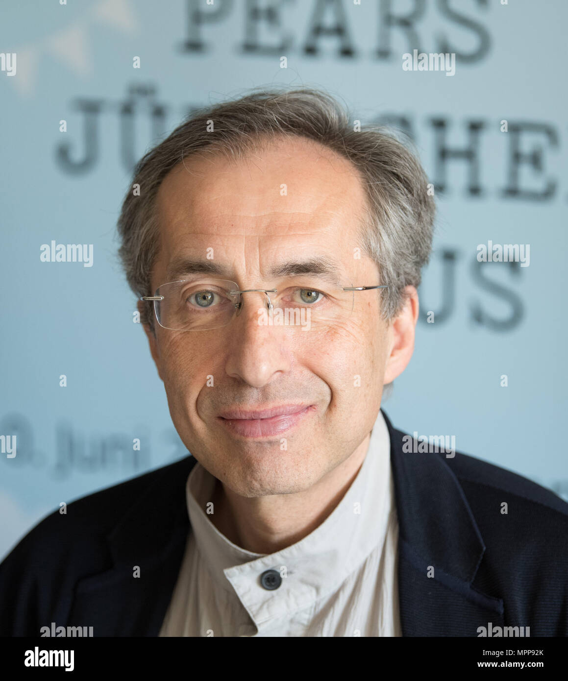 22 maggio 2018, Germania Berlino: Sergei Tchoban, architetto del campus, durante una conferenza stampa sulle pere Campus ebraico Berlino progetto di costruzione. Foto: Soeren Stache/dpa Foto Stock