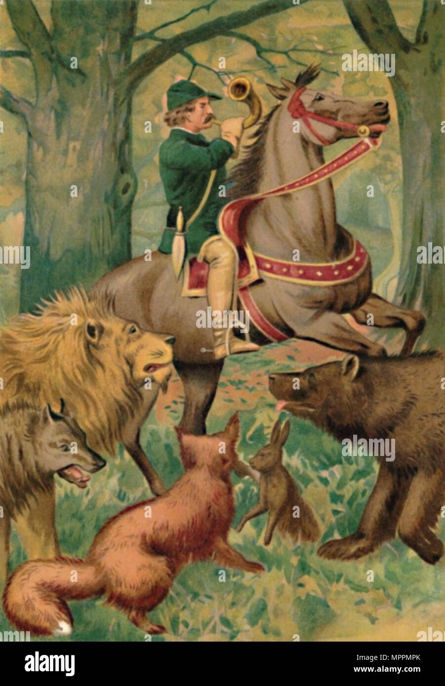"Il cacciatore e gli animali", 1901. Artista: Edward Henry Wehnert. Foto Stock