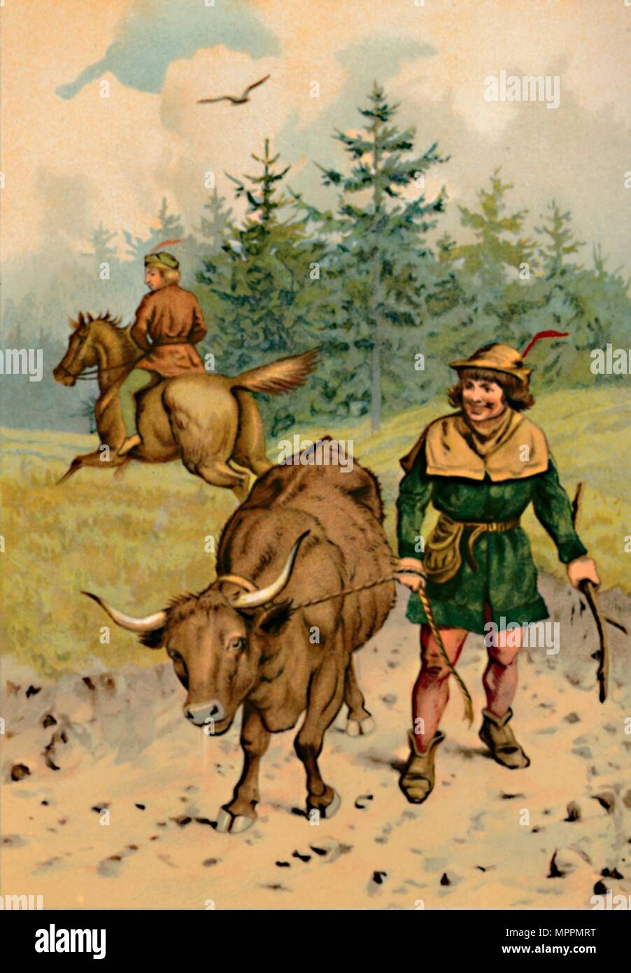 "Hans e la sua mucca", 1901. Artista: Edward Henry Wehnert. Foto Stock