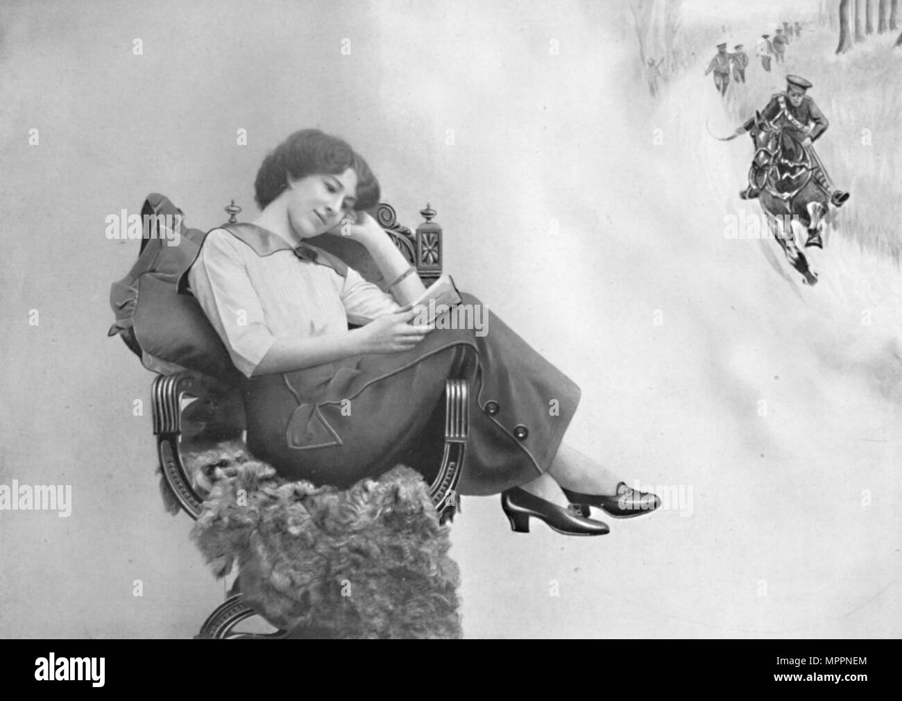 "A casa e - altrove", 1916. Artista: Incisione Marshall Co. Foto Stock