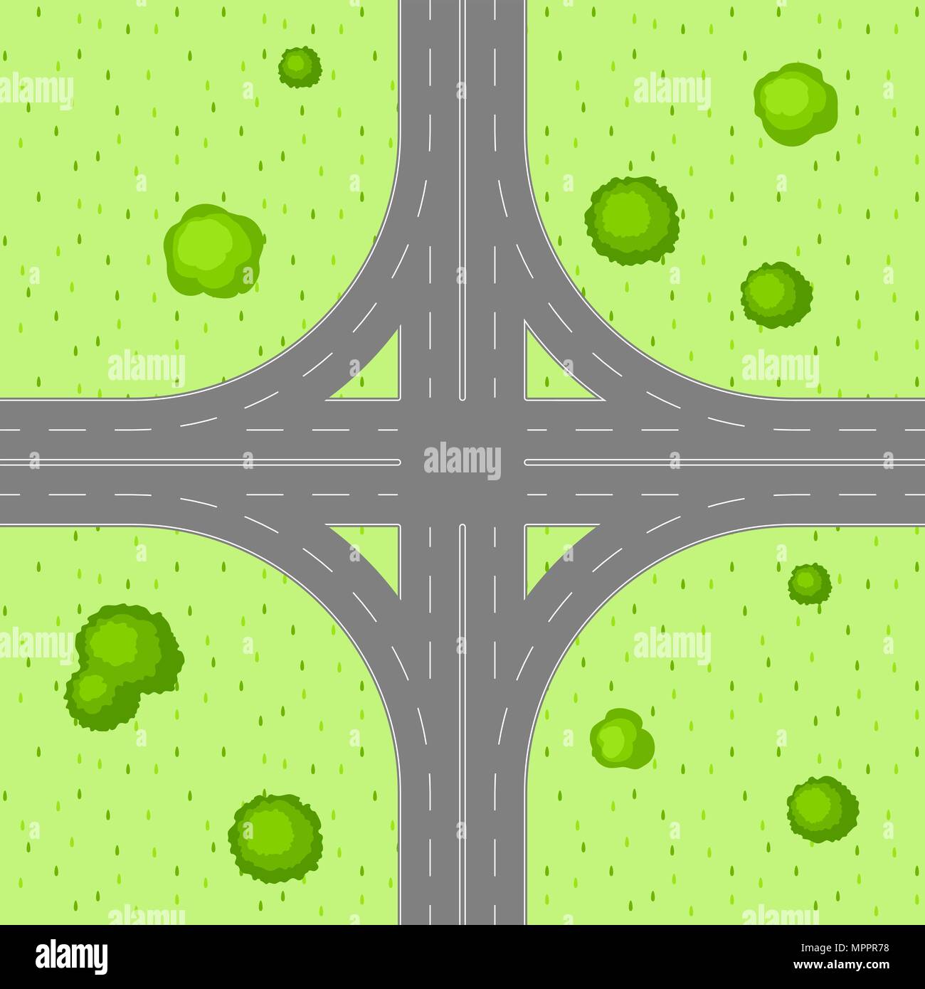 Vista superiore del nodo stradale. Illustrazione Vettoriale