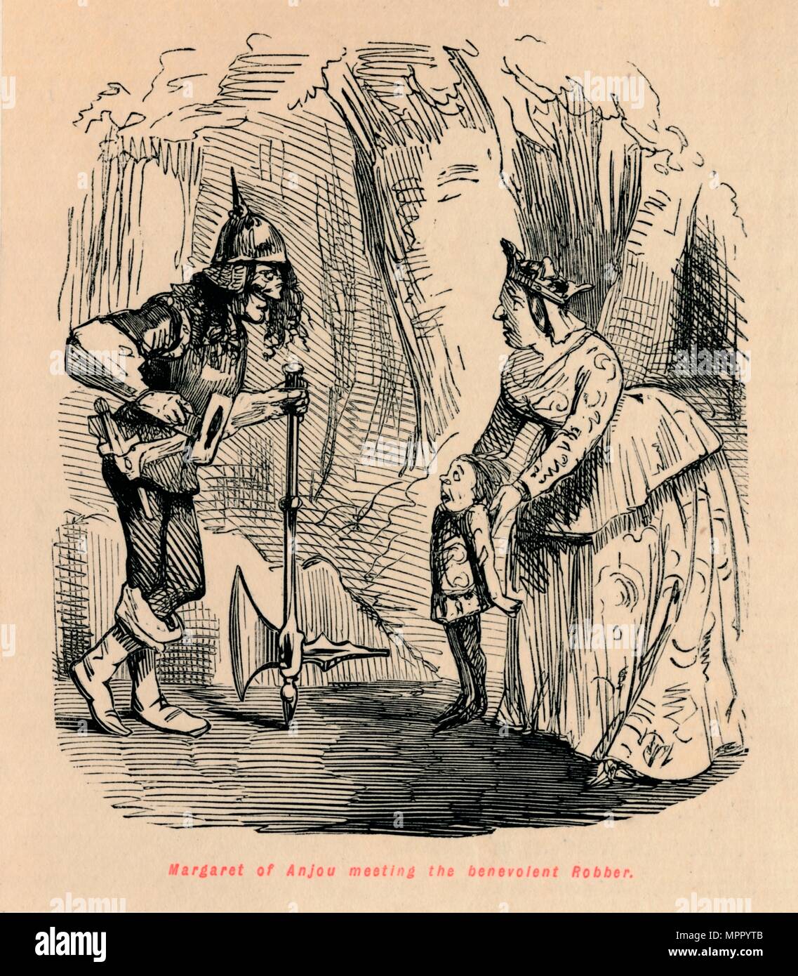'Margaret di Angiò incontro il benevolo ladro', . Artista: John Leech. Foto Stock