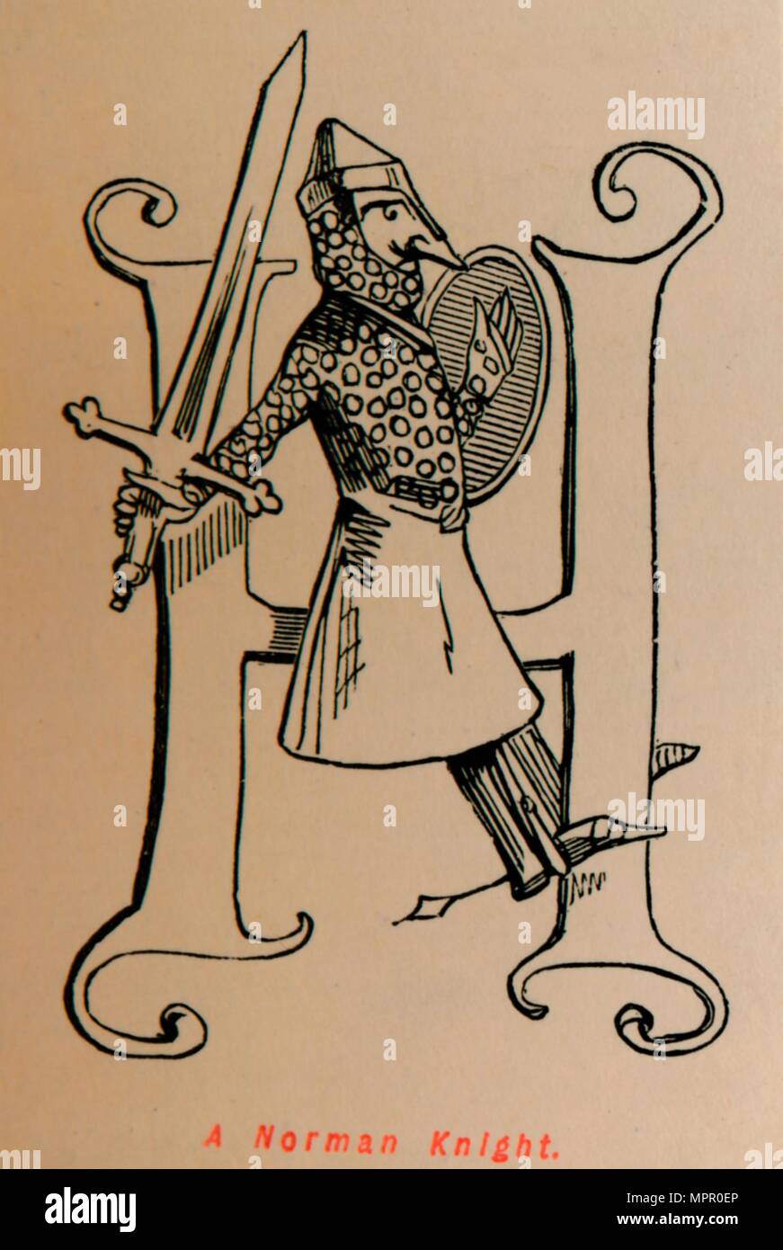 'Un cavaliere normanno', c1860, C1860). Artista: John Leech. Foto Stock