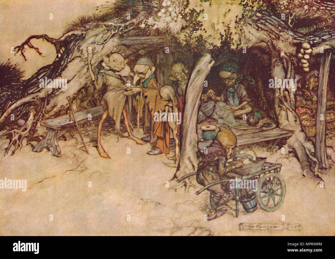 "Per rendere i miei Piccoli elfi riveste, 1908, (1923). Artista: Arthur Rackham. Foto Stock