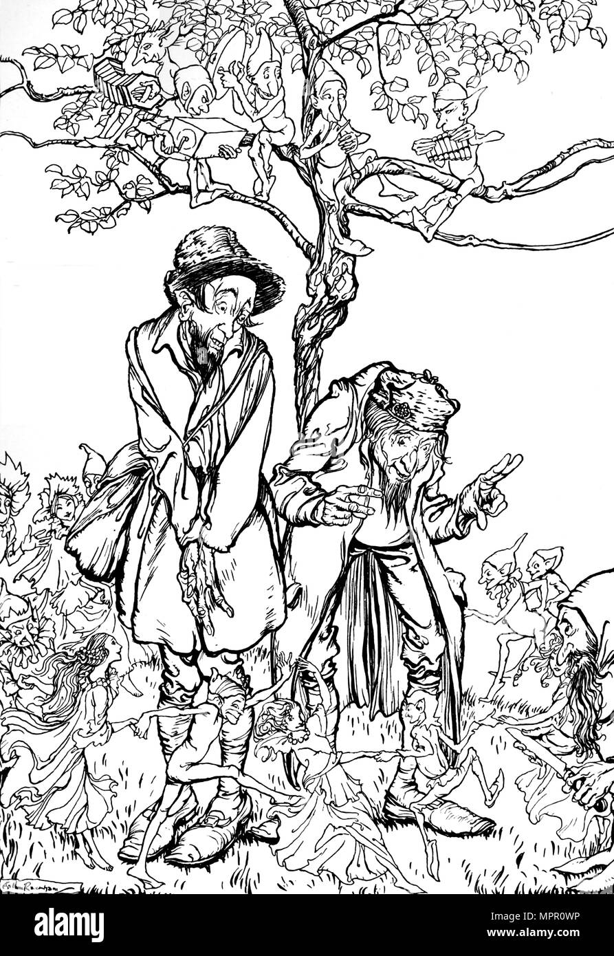 "Piccolo fratello e sorella più piccola", 1917, (1923). Artista: Arthur Rackham. Foto Stock