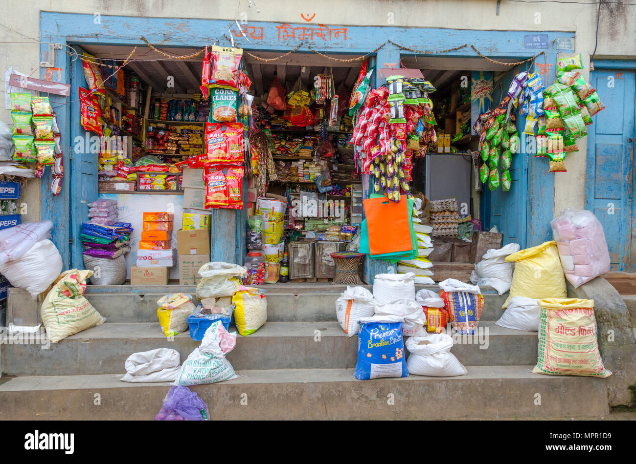 Aprire un negozio, Panauti, Nepal Foto Stock