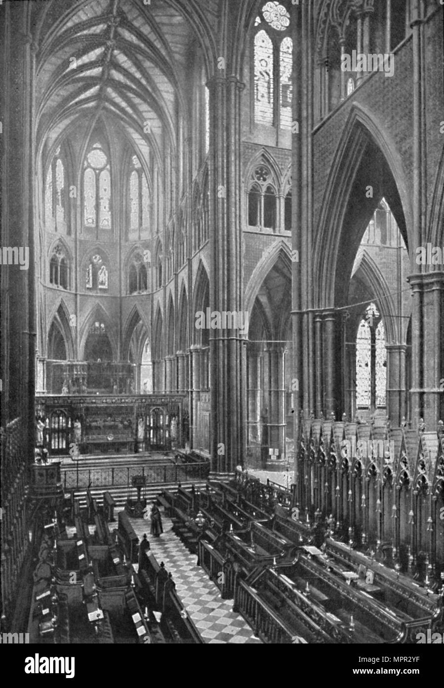 "Il coro e l abside, Westminster Abbey', 1902. Artista: York & Figlio. Foto Stock