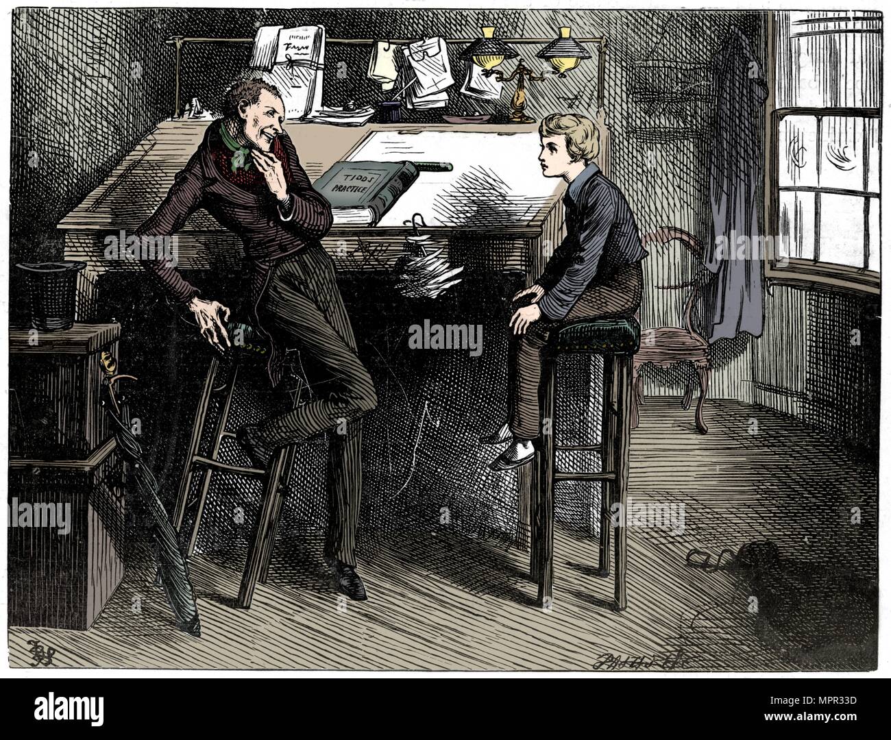 David Copperfield e Uriah Heep, 1912. Artista: Frederick Barnard. Foto Stock