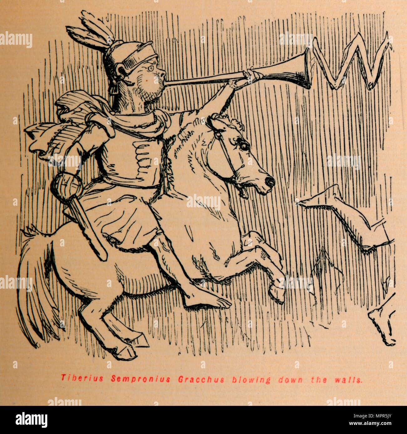 "Sempronius Tiberio Gracco soffiando verso il basso le pareti', 1852. Artista: John Leech. Foto Stock