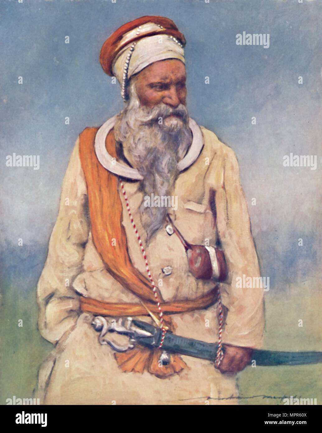 'Un Guerriero Sikh', 1903. Artista: Mortimer Menpes L. Foto Stock