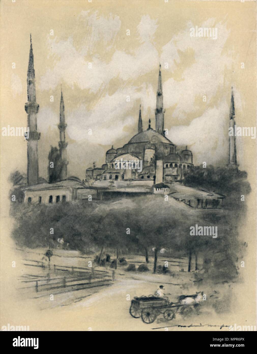 'Mosque di Santa Sofia, Costantinopoli", 1903. Artista: Mortimer Menpes L. Foto Stock