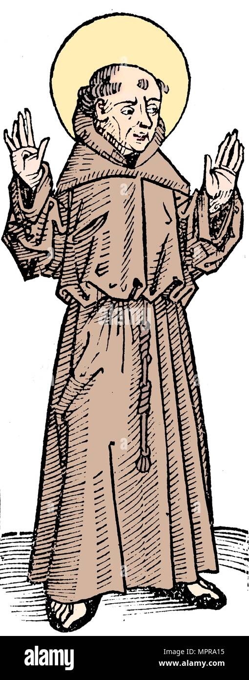 San Francesco di Assisi, sacerdote italiano e fondatore dell'Ordine Francescano, 1493. Artista: sconosciuto. Foto Stock