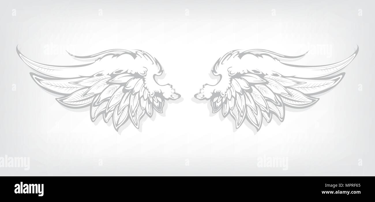 Disegnata a mano ali d'angelo Illustrazione Vettoriale