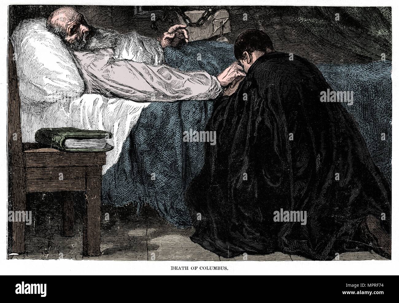 La morte di Cristoforo Colombo, 1506, (1872). Artista: sconosciuto. Foto Stock