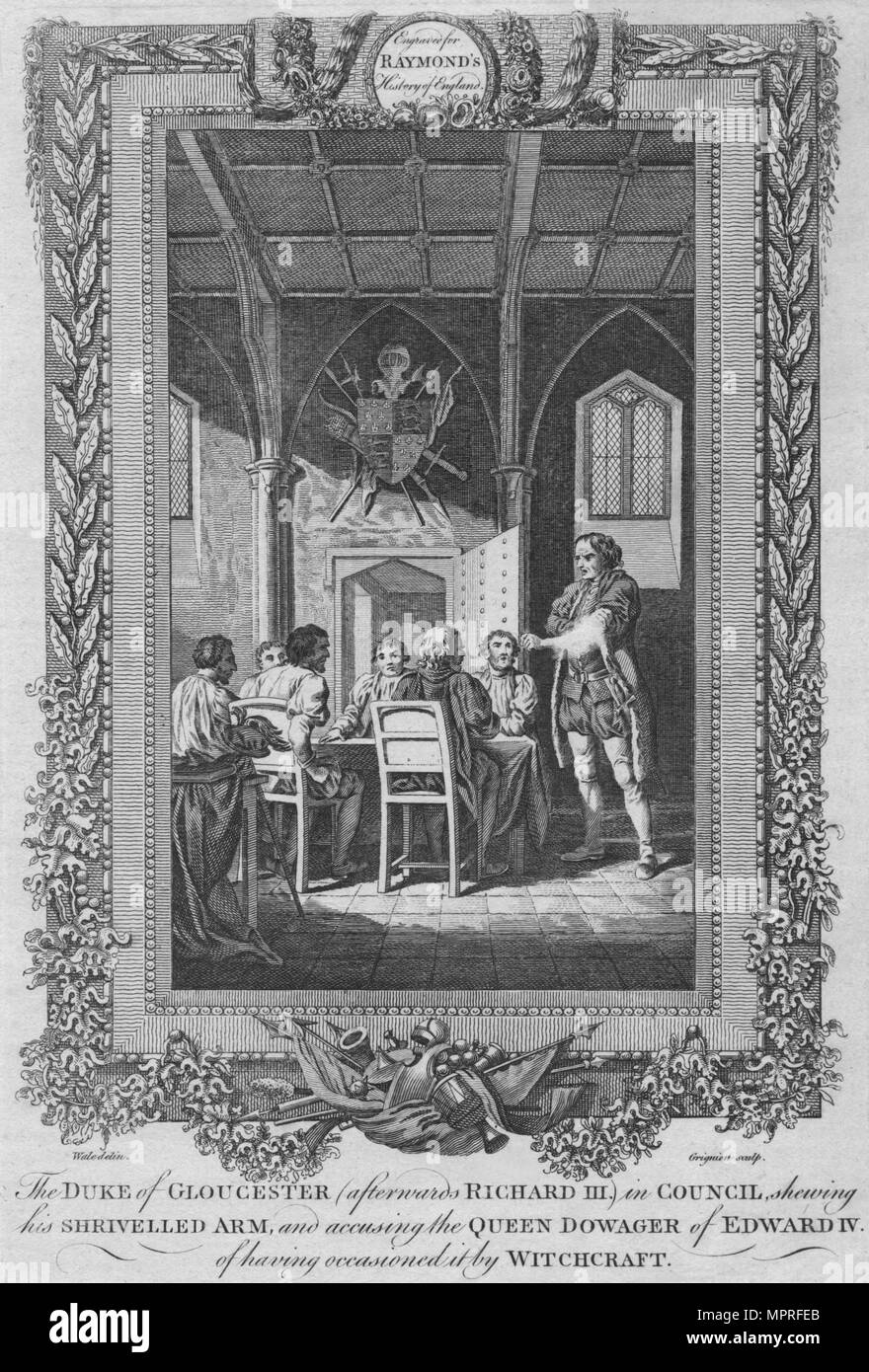 " Il duca di Gloucester (successivamente Richard III) in Consiglio', C1787. Artista: sconosciuto. Foto Stock