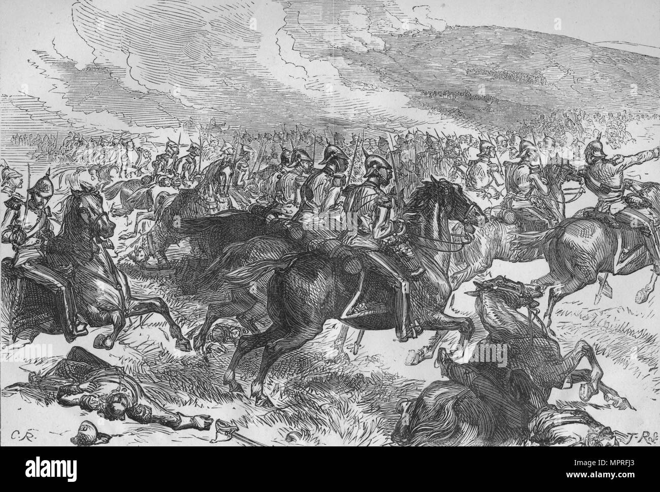 'La pesante Carica di cavalleria a Balaclava', C1880. Artista: C.R.. Foto Stock