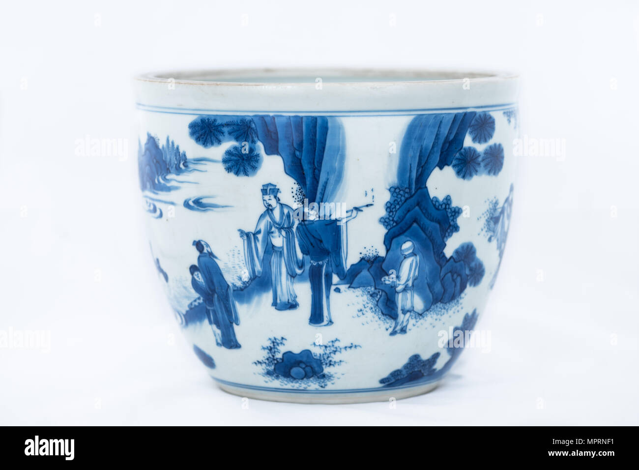 Profondo blu e il pesce bianco ciotola di saggi nel boschetto di bambù, 1630-1650. Artista: sconosciuto. Foto Stock