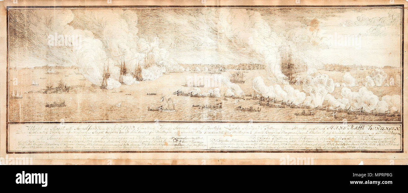 Secondo Russo-Swedish Battaglia di Svensksund il 10 luglio 1790, 1790. Foto Stock