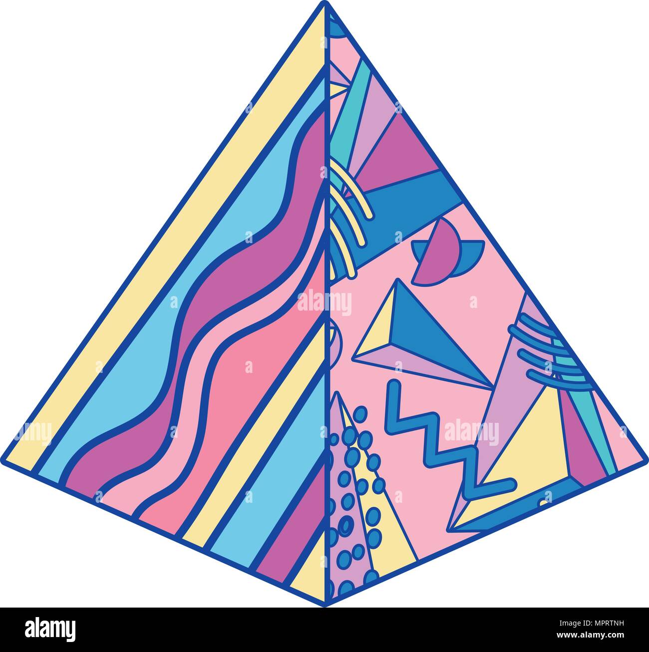 Grafico piramide pentagonale forma geometrica Illustrazione Vettoriale