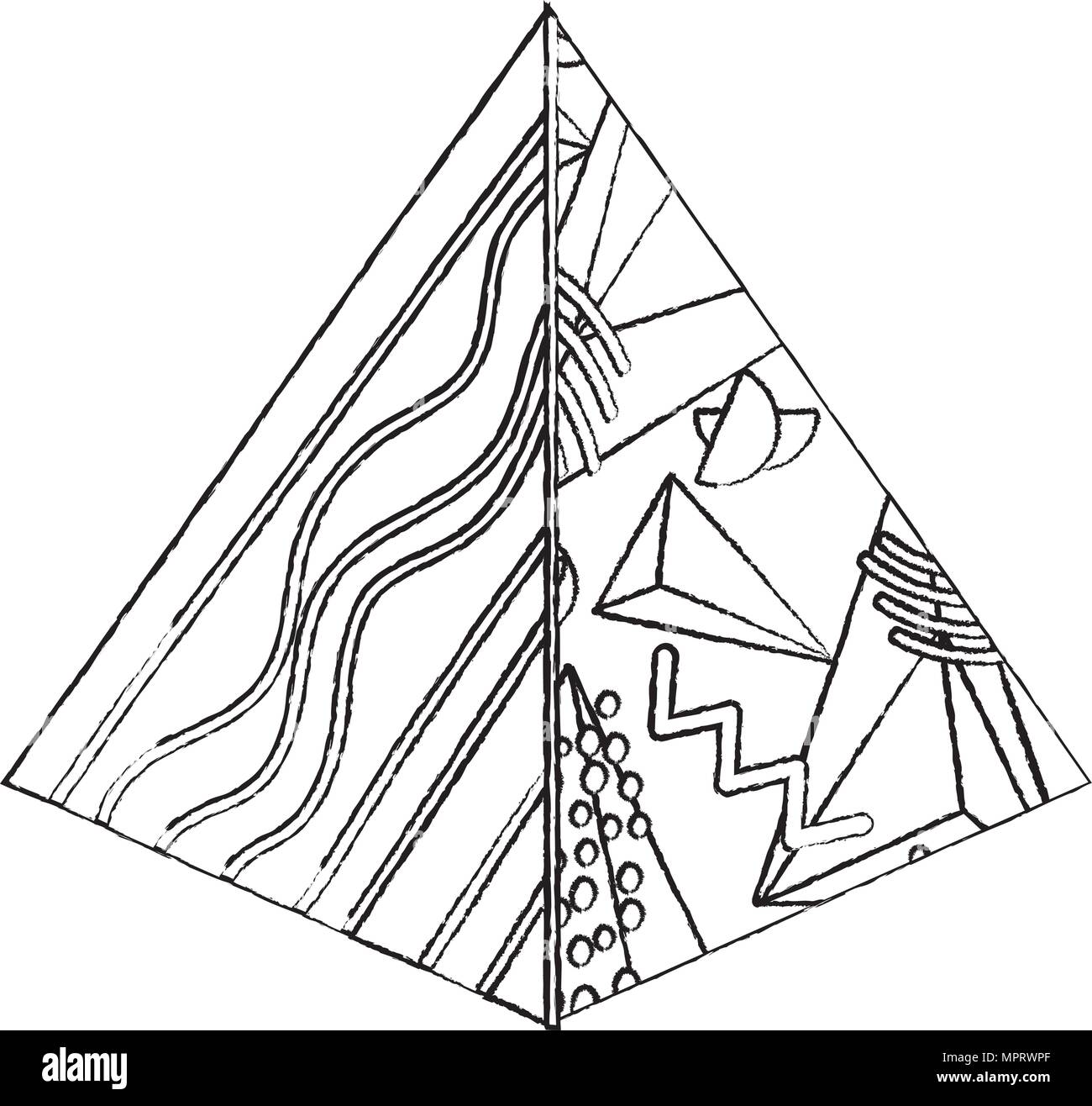 Grafica grunge piramide pentagonale forma geometrica Illustrazione Vettoriale