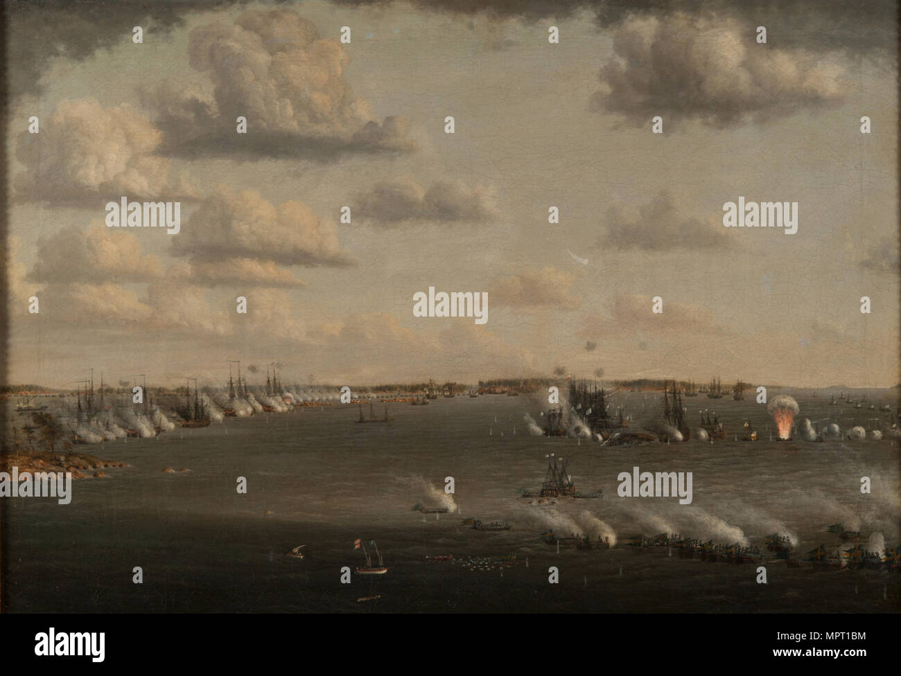 Secondo Russo-Swedish Battaglia di Svensksund il 10 luglio 1790, 1792. Foto Stock