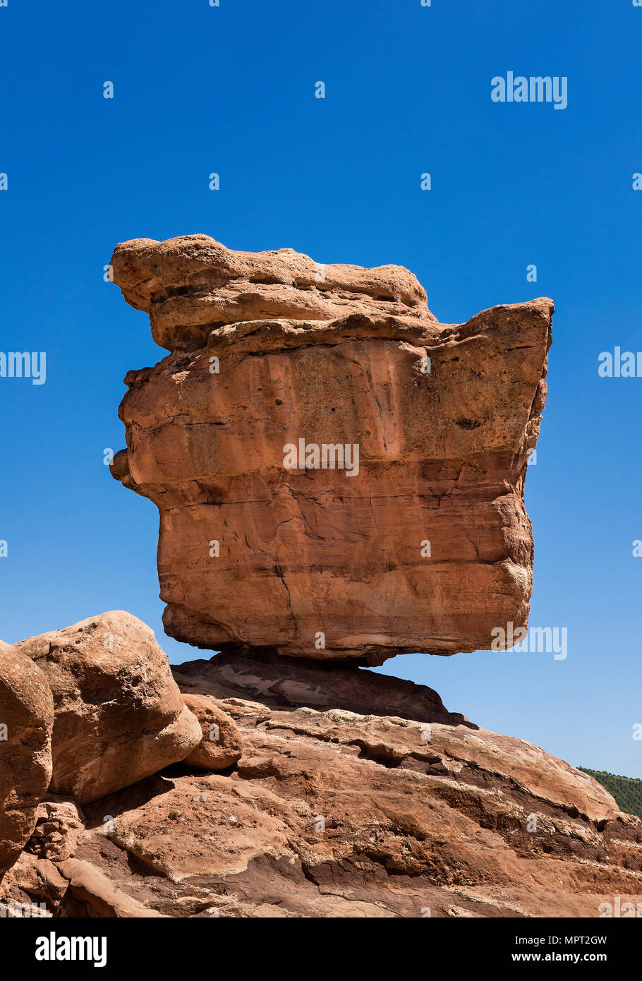 Roccia equilibrato, Giardino degli dèi, Colorado Springs, Colorado, Stati Uniti d'America. Foto Stock
