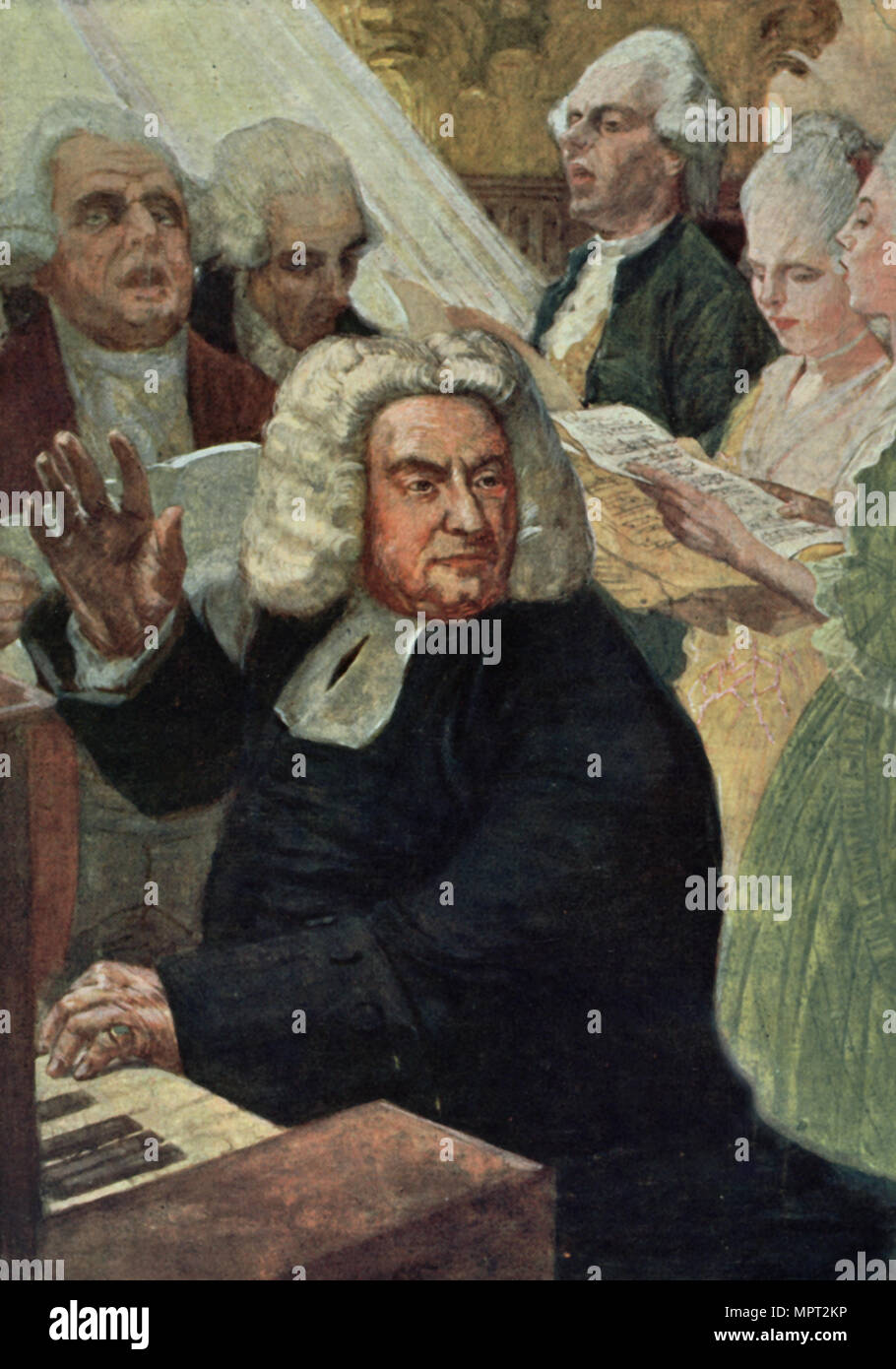 Johann Sebastian Bach presso l'organo Foto stock - Alamy