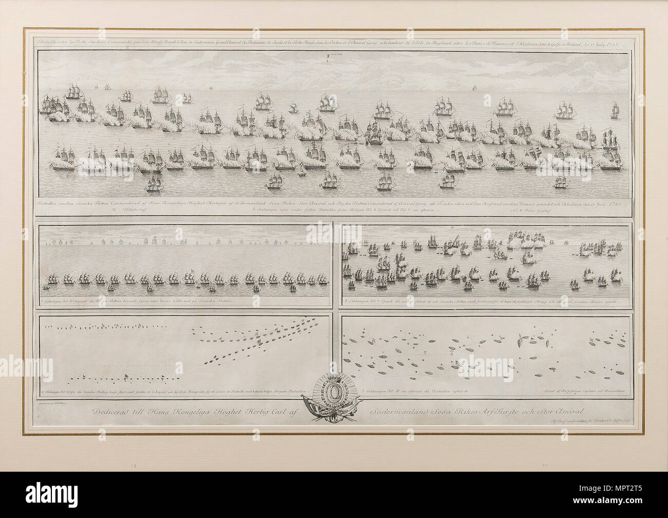 La battaglia navale di Hogland il 17 luglio 1788, fine XVIII sec. Foto Stock