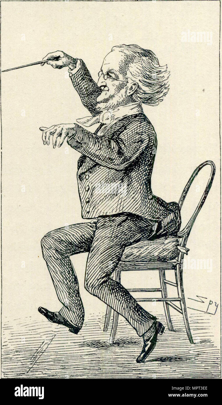 Richard Wagner come conduttore. La caricatura, c. 1870. Foto Stock