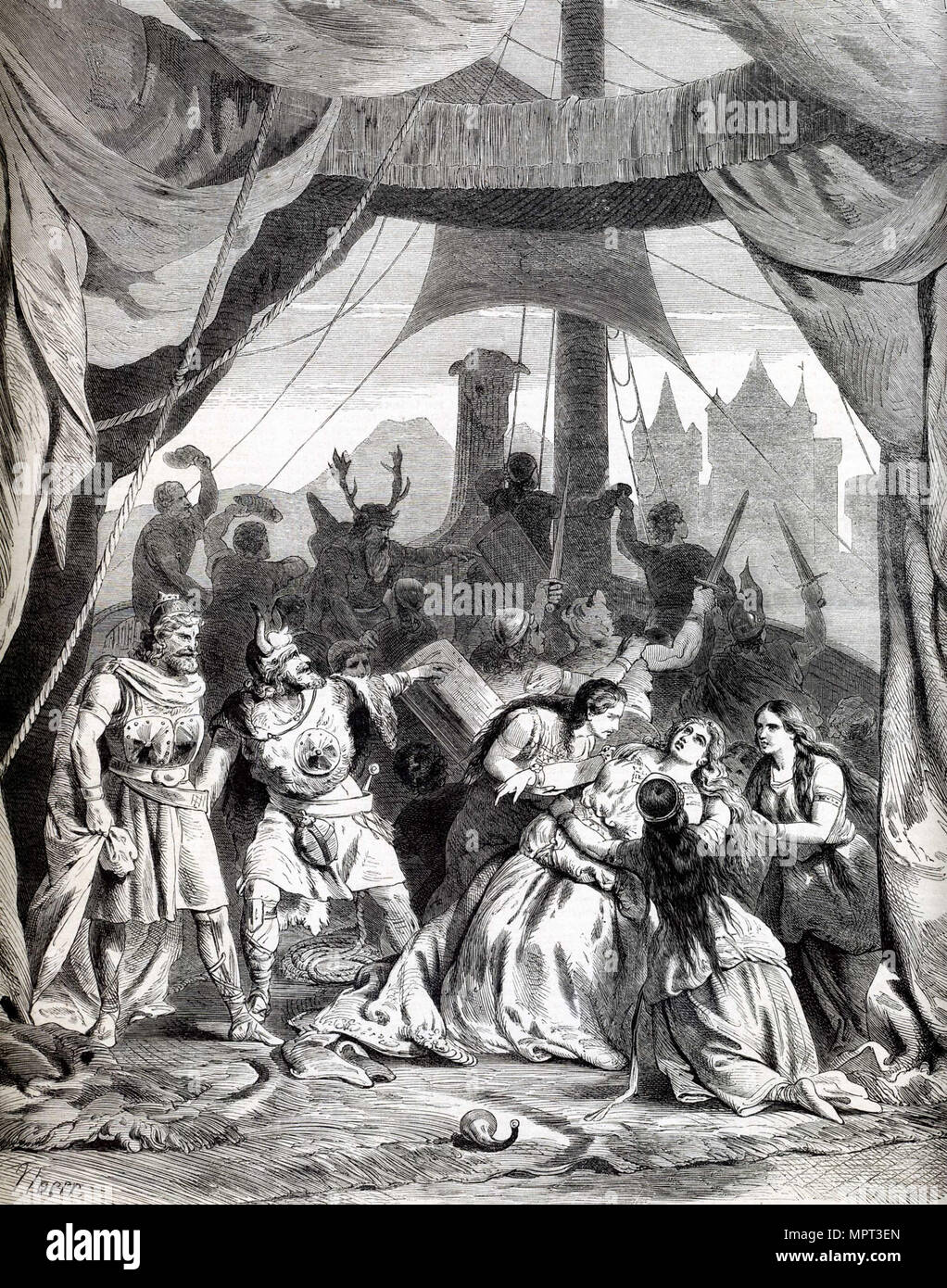 Tristano e Isotta di Richard Wagner. Illustrazione per la premiere, 1865, 1865. Foto Stock