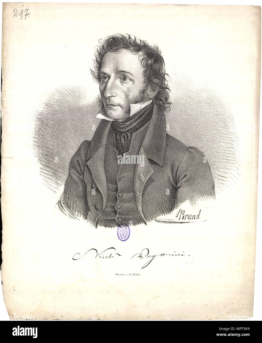 Ritratto di Niccolò Paganini (1782-1840), 1830. Foto Stock