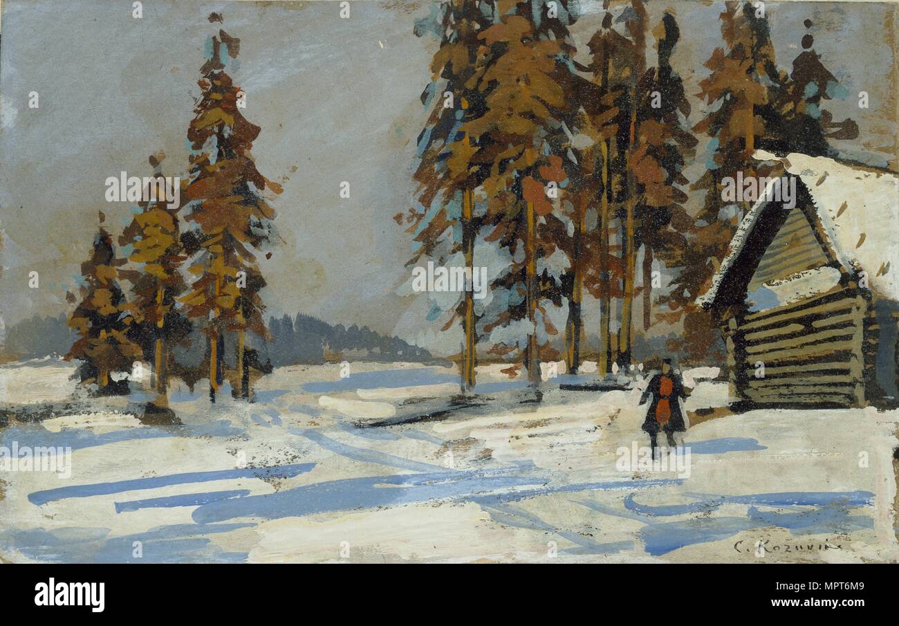 Paesaggio invernale, nei primi anni del XX secolo. Artista: Konstantin Korovin. Foto Stock