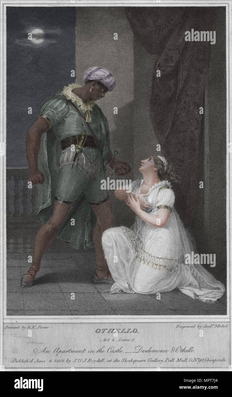 'L'Otello. Atto 4. Scena 2. Un Appartamento in castello. Desdemona & Othello", 1801. Artista: Andrew Michel. Foto Stock