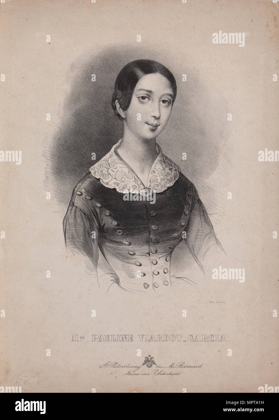 Ritratto del cantante e compositrice Pauline Viardot (1821-1910), 1840s. Foto Stock