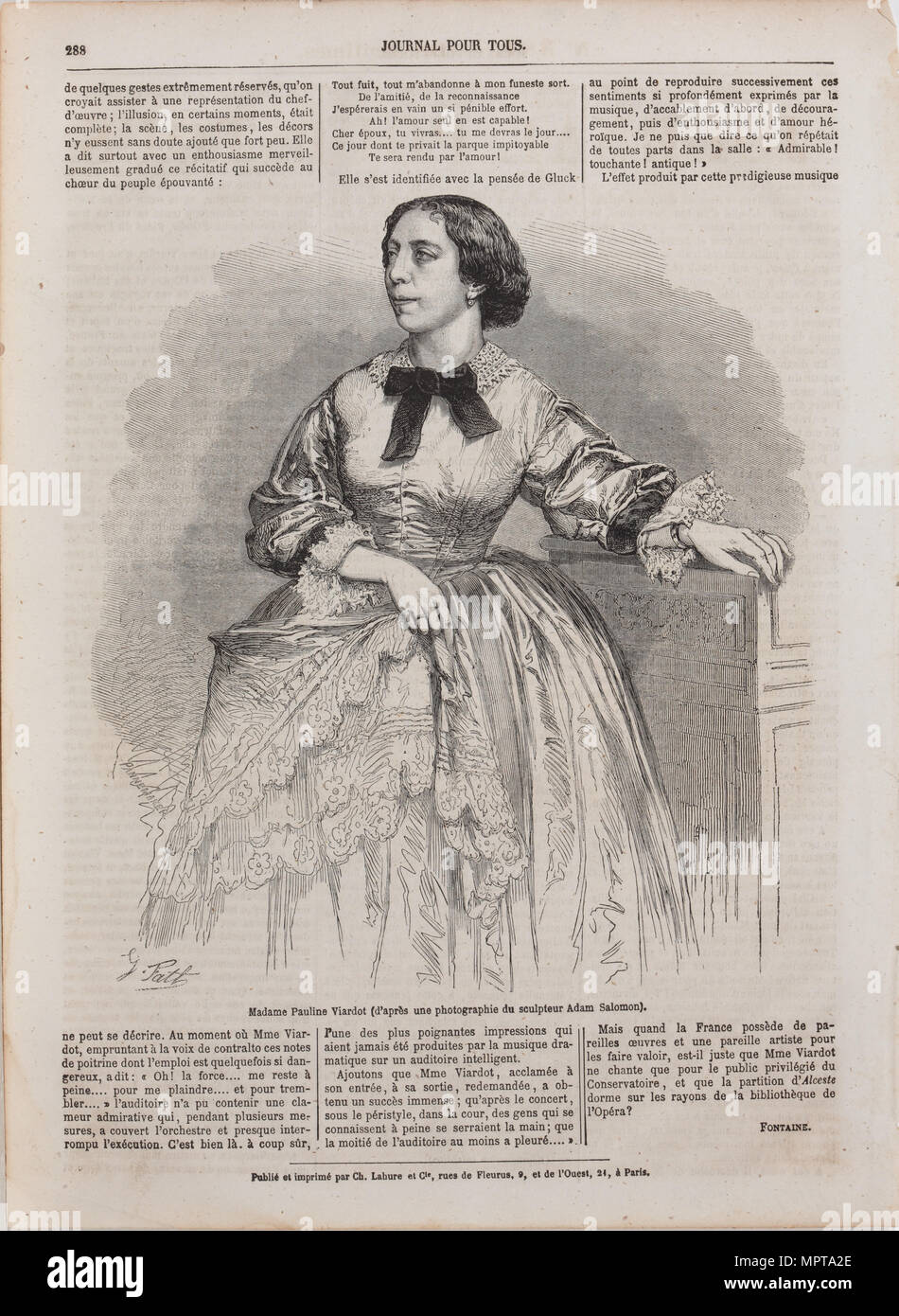 Ritratto del cantante e compositrice Pauline Viardot (1821-1910), 1861. Foto Stock