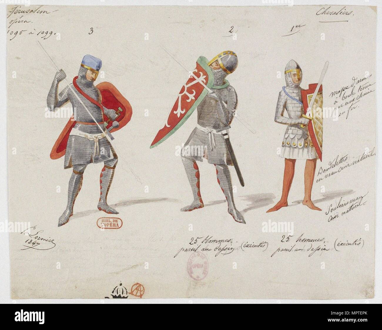 Costume Design per l'opera Jérusalem di Giuseppe Verdi, il 26 novembre 1847 dall'Opera di Parigi a Foto Stock