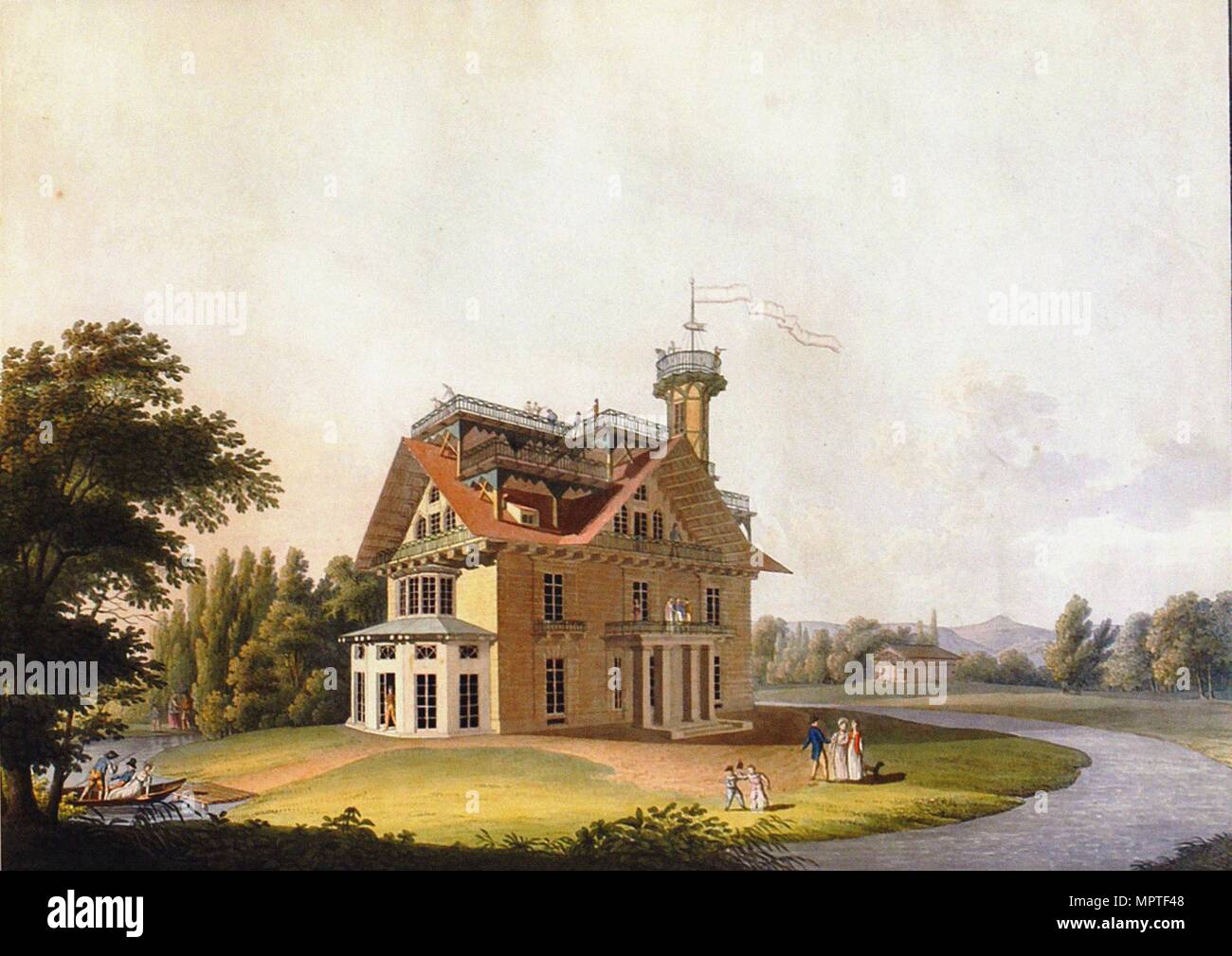 Vista della casa estiva di Principe Nikolai Abramovich Putyatin a Kleinzschachwitz vicino a Dresda, 181 Foto Stock