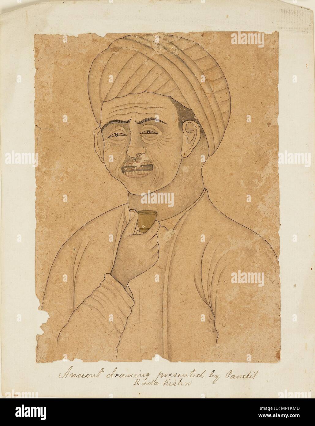 Uomo con un bicchiere di vino, xix secolo. Artista: sconosciuto. Foto Stock