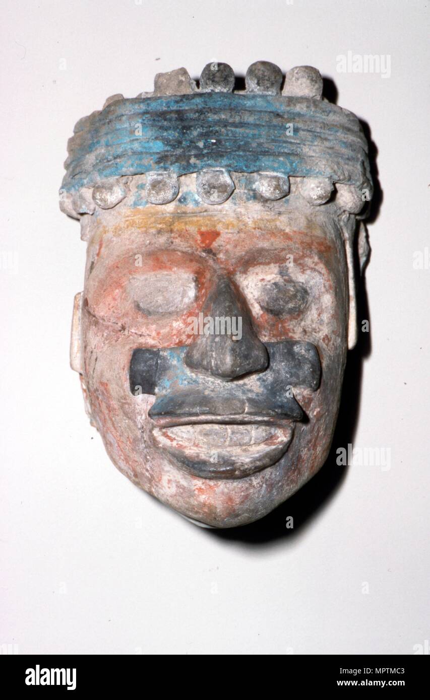 Ceramica azteca Testa, 1300-1521. Artista: sconosciuto. Foto Stock
