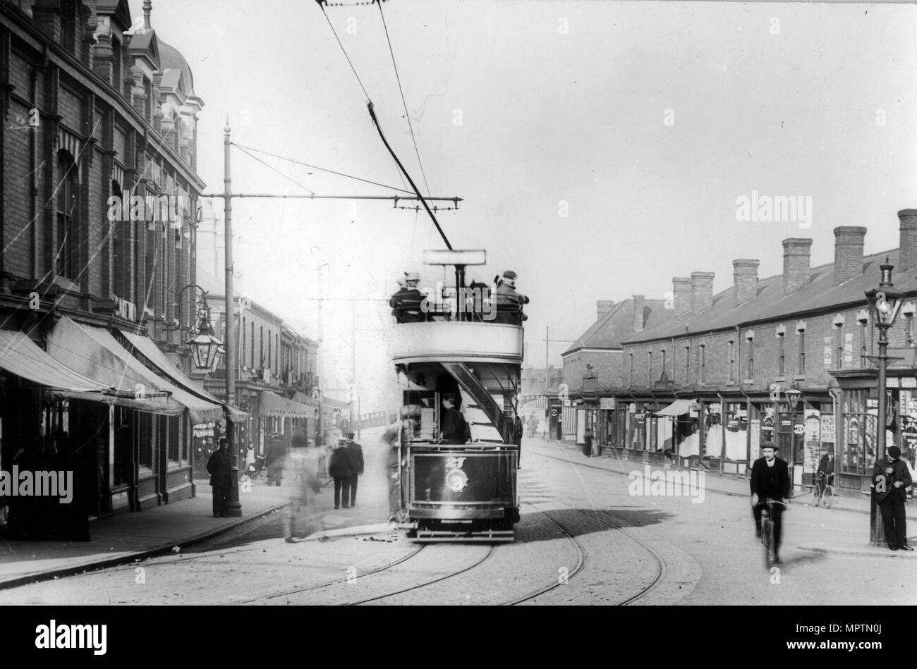 Walsall Corporation con il tram in Pleck, Walsall, Regno Unito 1904 Foto Stock