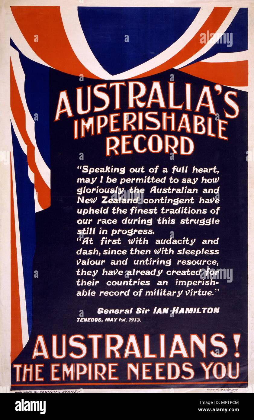 Australian poster di reclutamento, 1915. Foto Stock