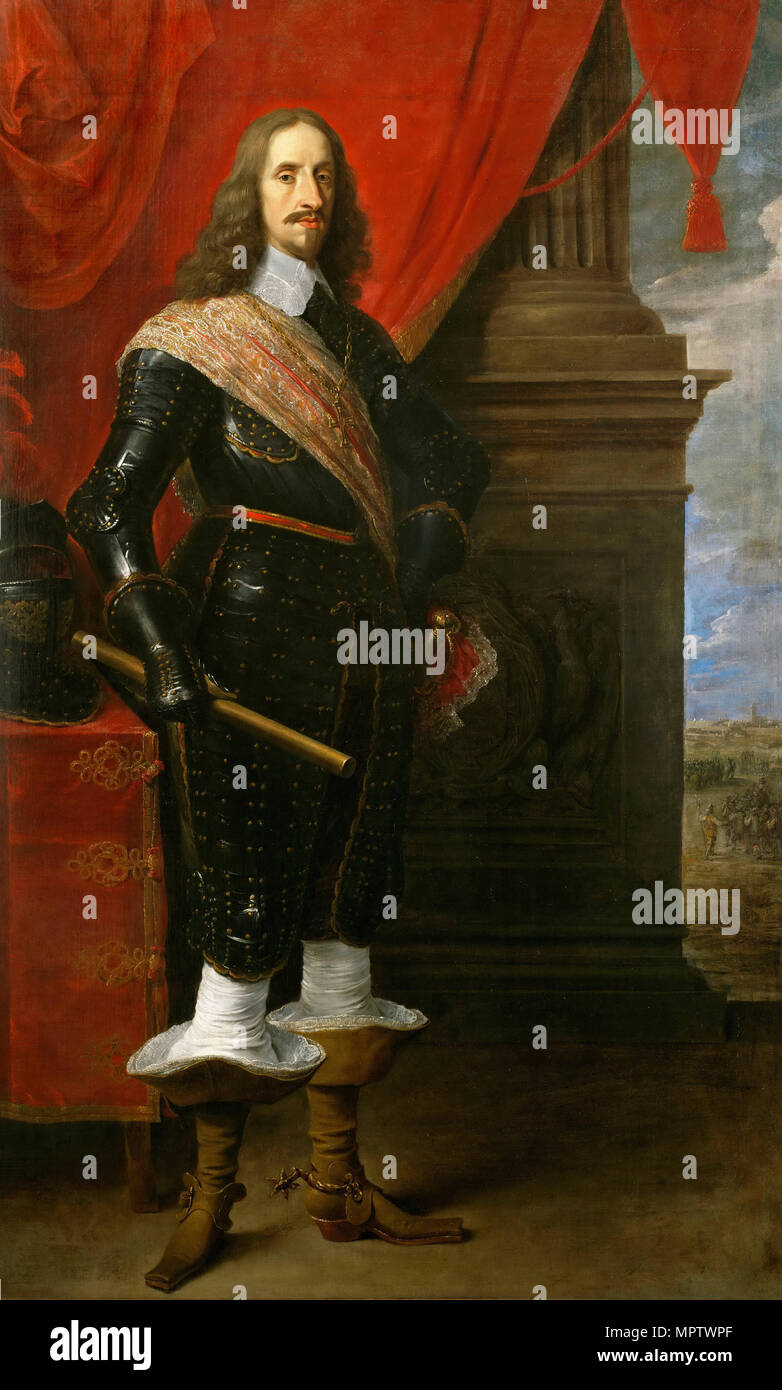 Arciduca Leopoldo Guglielmo d'Austria (1614-1662), con l'Assedio di Gravelingen in background. Foto Stock