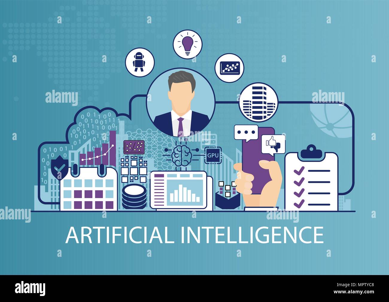 Intelligenza artificiale concetto come business illustrazione vettoriale Illustrazione Vettoriale