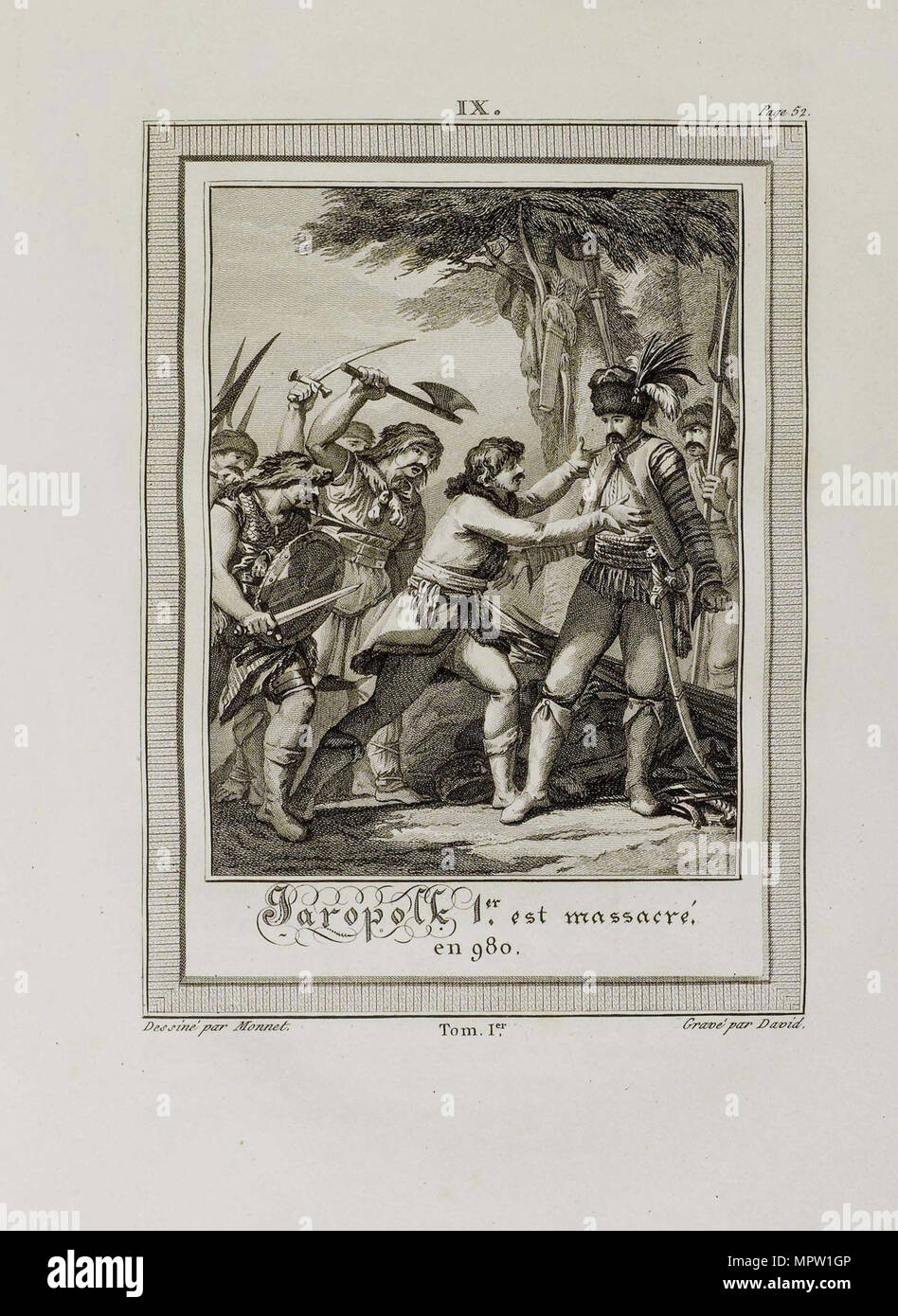 La morte di Yaropolk Svyatoslavich. 980 (dall'Histoire de Russie da Blin de Sainmore), 1797. Foto Stock