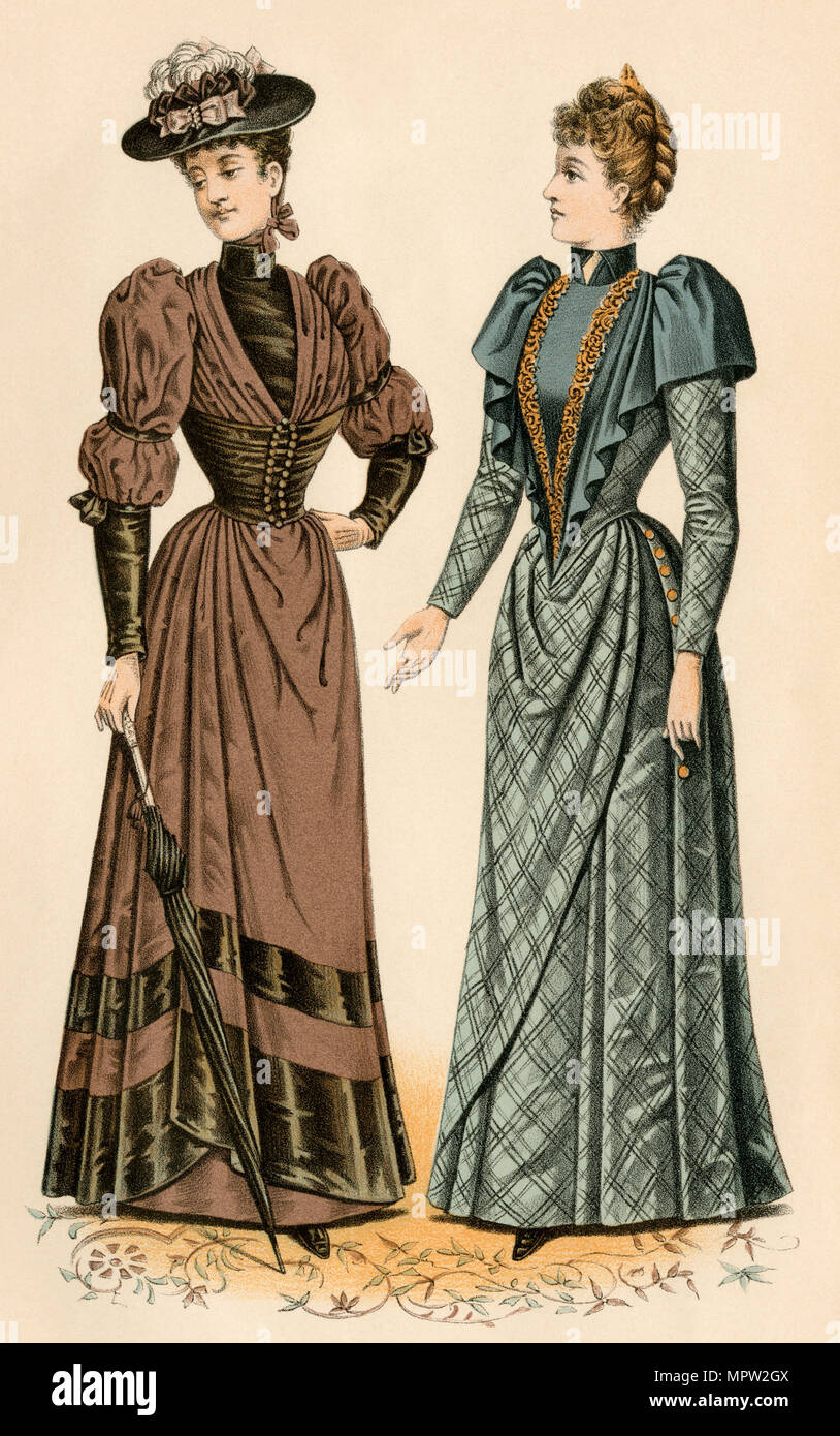 Godey's ladies fashions, 1890s. Litografia a colori Foto Stock