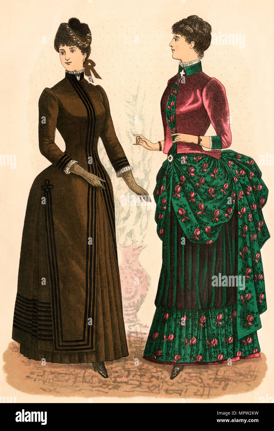 Godey's ladies fashions, 1880. Litografia a colori Foto Stock
