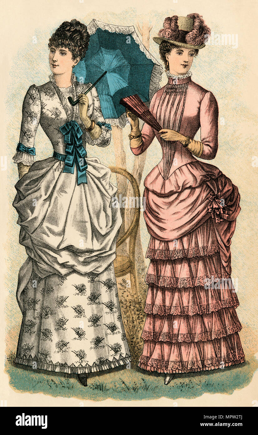 Godey's ladies fashions, 1880. Litografia a colori Foto Stock